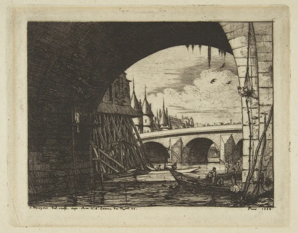 L'Arche du Pont Notre-Dame, eau-forte de Charles Meryon