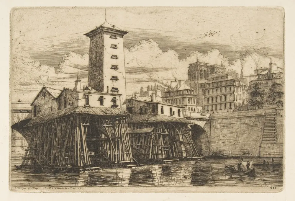 La Pompe Notre-Dame, eau-forte de Charles Meryon