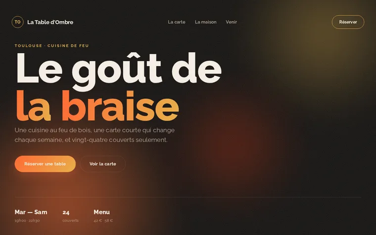 Aperçu du modèle de site pour un restaurant