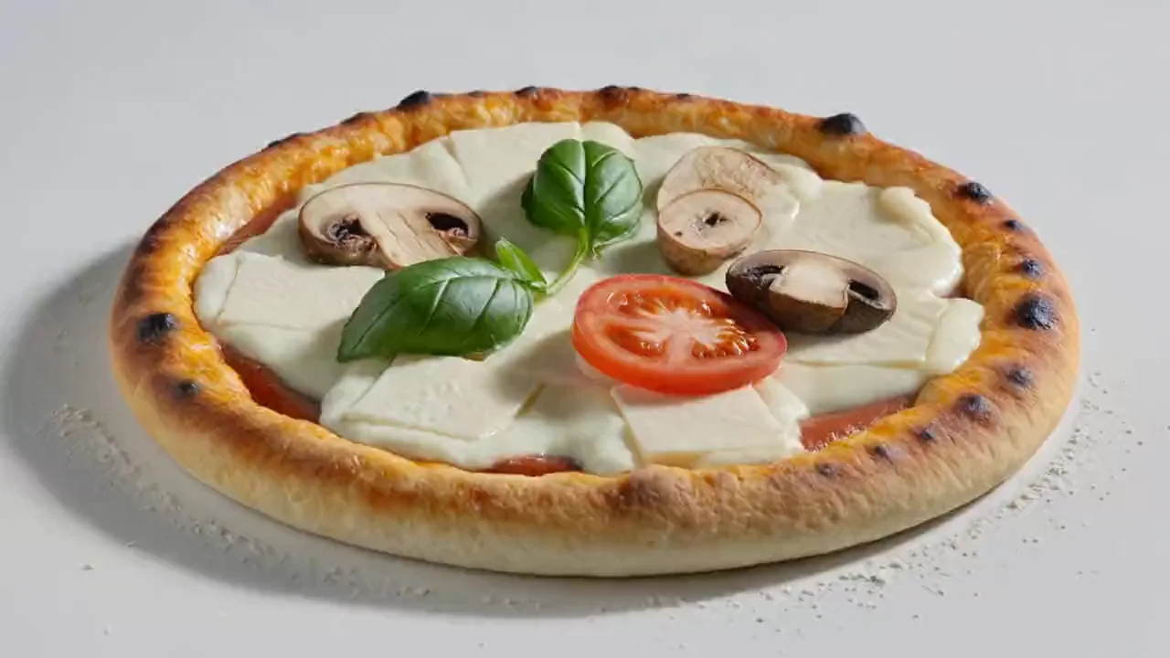 Pizza napolitaine sortie du four, mozzarella, tomate et basilic